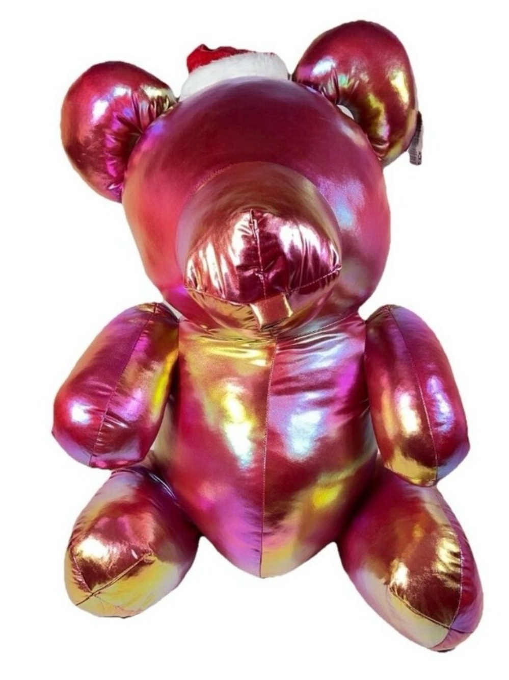Jumbo-sized Pink Plush Balloon Bear Stuffed Animal - Holiday Hat